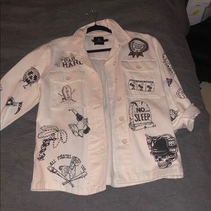 Volcom White Denim Jacket w/ prints